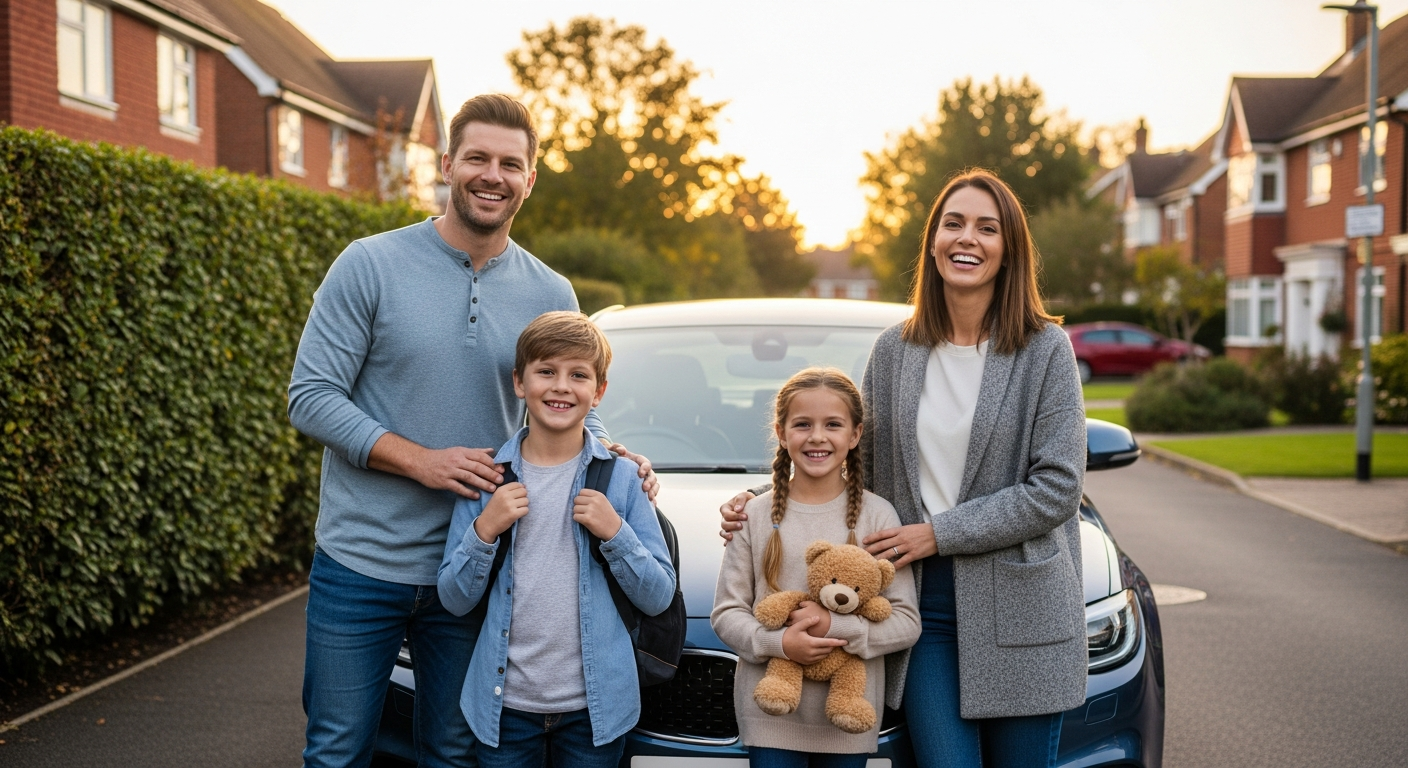 Happy family after successful car finance compensation claim